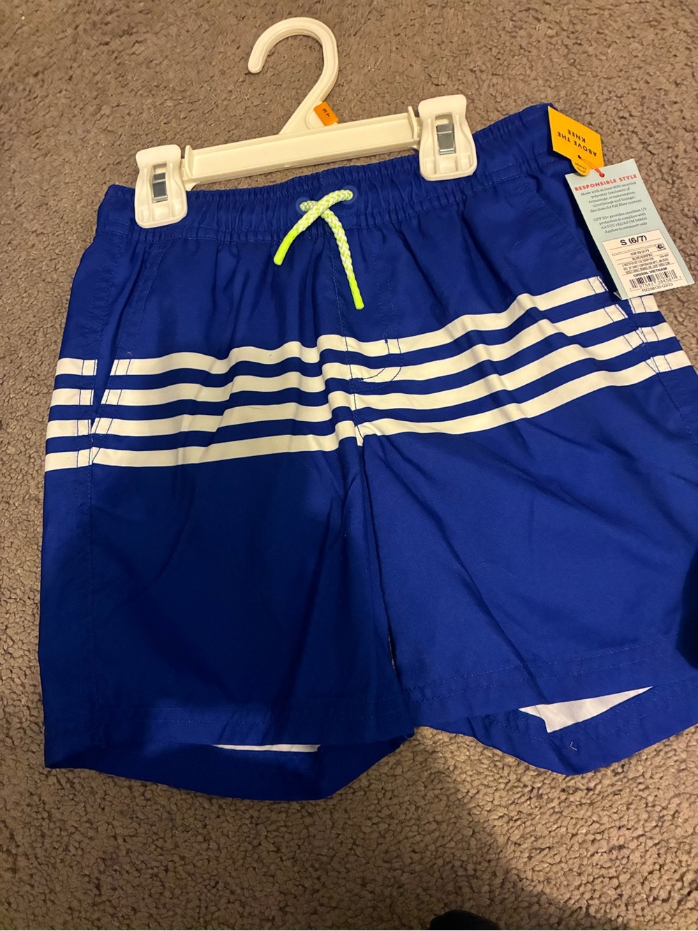 Cat & Jack Royal Blue Swim Trunks with White Stripes